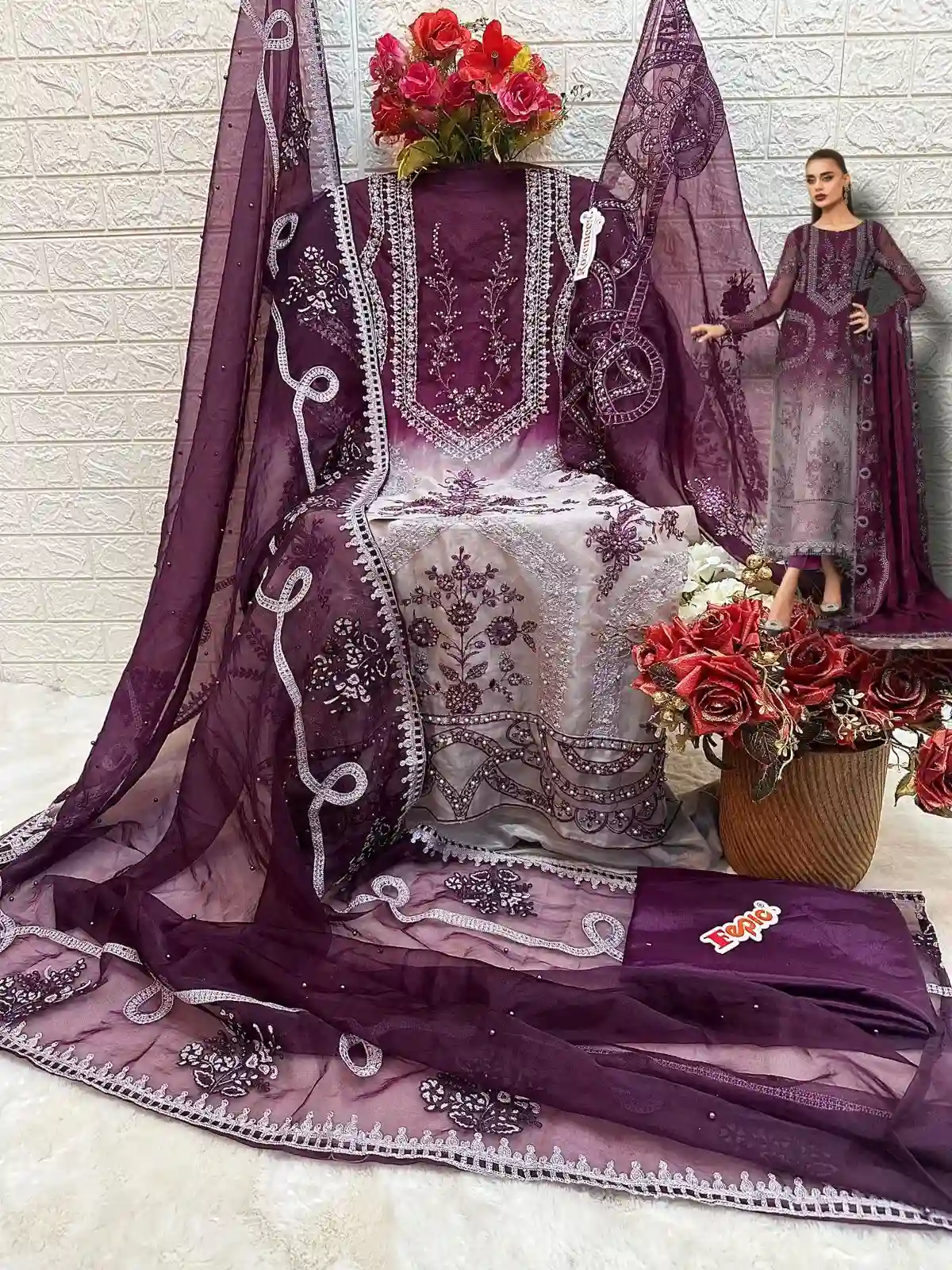 Fepic C 1648 Organza Wholesale Pakistani Salwar Suit — Wholesale Salwar Suits, MPA wholesale from Surat - Gallery Image 2